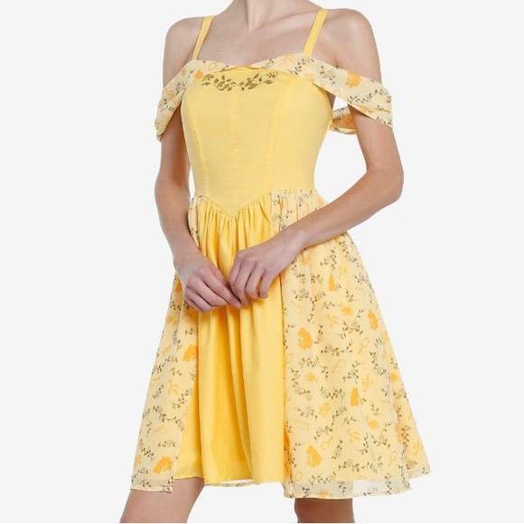 Her Universe Disney Beauty & The Beast Belle Cold Shoulder Dress‎ Hot Topic - Picture 2 of 3